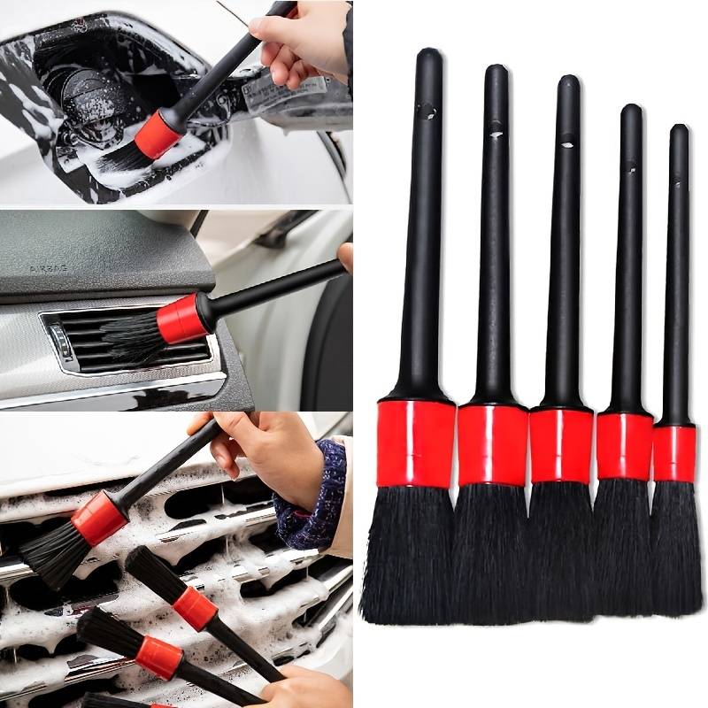 Detailing Pinsel Bürsten Reinigungspinsel Set 5 Stk.- Schwarz Rot - Geballert Performance
