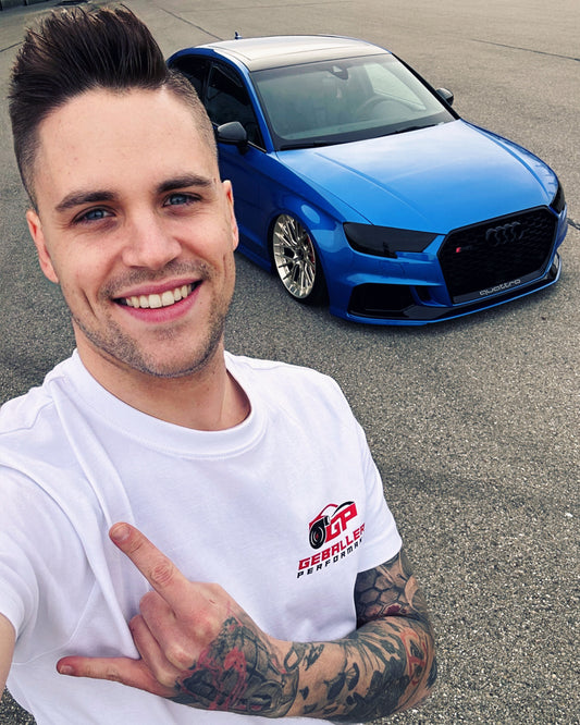 T-Shirt White Geballert Performance Big Backprint, Small Front