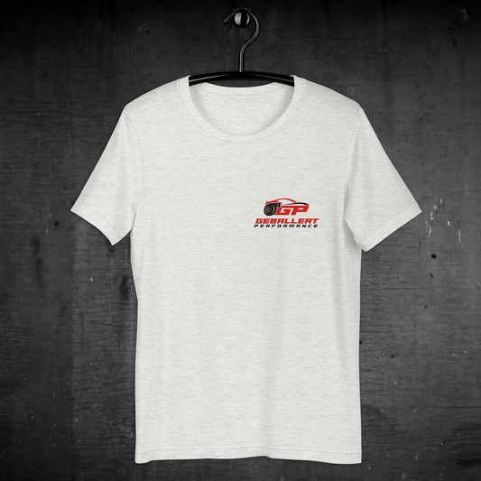 Big Turbo T-Shirt Geballert Performance in Weiß, Grau Big Backprint, Small Front Unisex