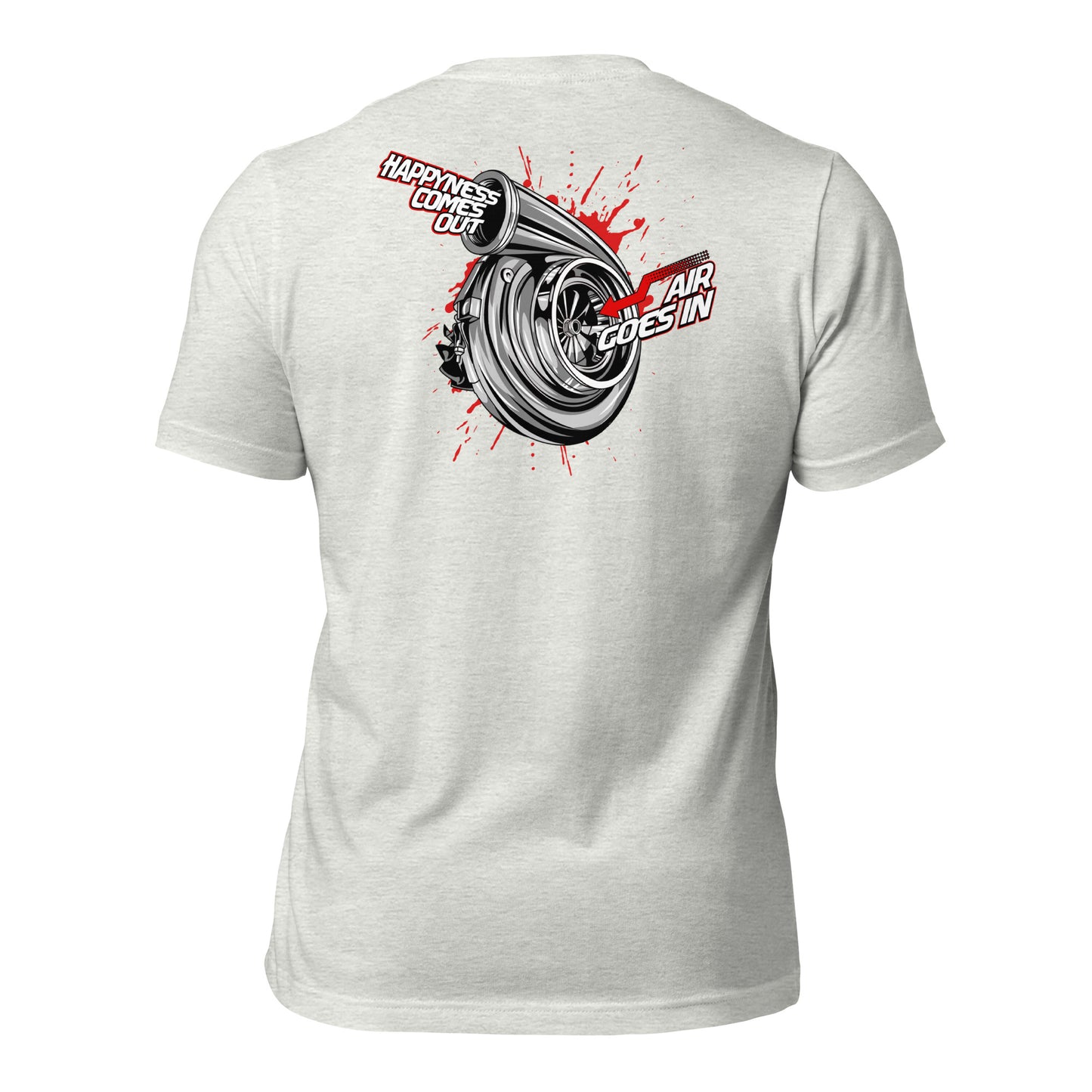 Big Turbo T-Shirt Geballert Performance in Weiß, Grau Big Backprint, Small Front Unisex