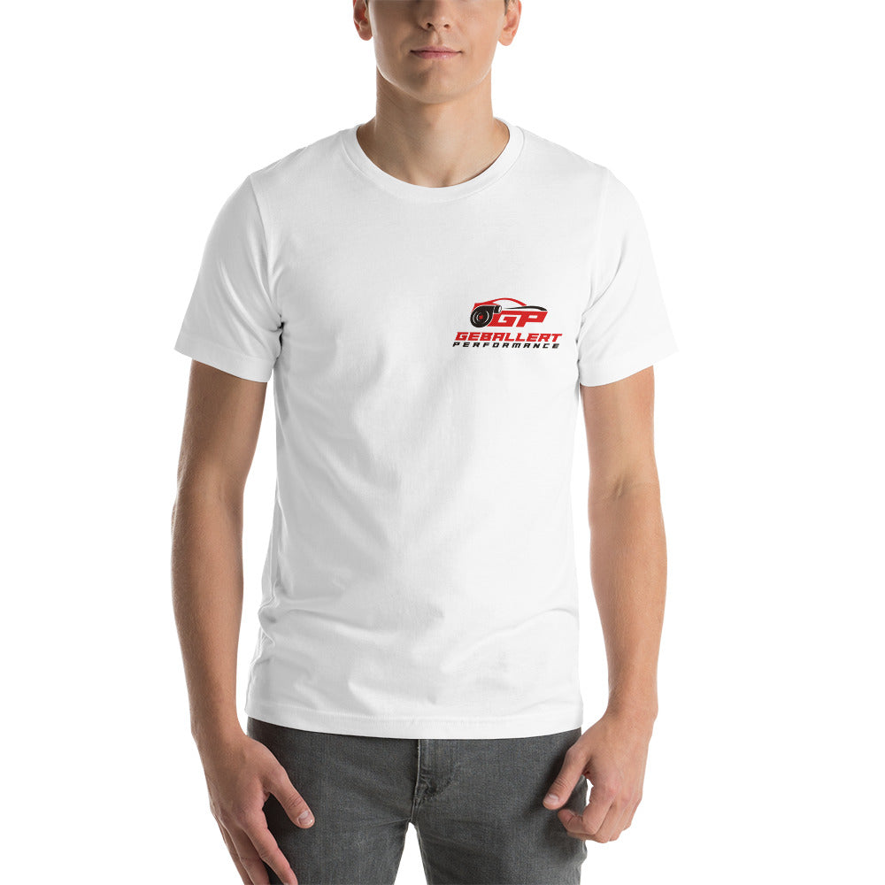 Big Turbo T-Shirt Geballert Performance in Weiß, Grau Big Backprint, Small Front Unisex