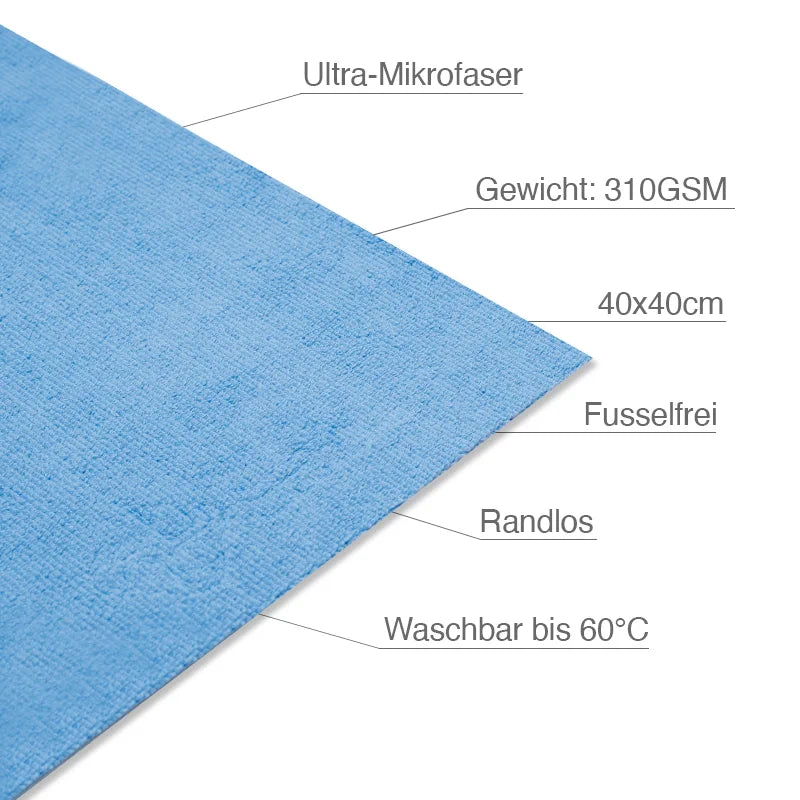 Value Mikrofasertuch 5er Pack 40x40cm 310 GSM - Blau - Liquid Elements