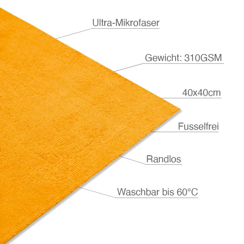 Value Mikrofasertuch 5er Pack 40x40cm 310 GSM - Orange - Liquid Elements