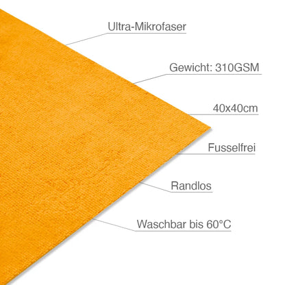 Value Mikrofasertuch 5er Pack 40x40cm 310 GSM - Orange - Liquid Elements