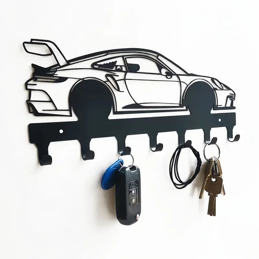 Schlüsselbrett Schlüsselhalter Porsche - Metall - Schwarz - Wunschgravur möglich
